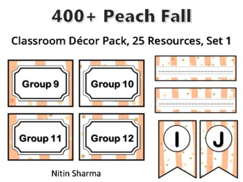 Preview of 400+ Peach Fall Classroom Décor Pack #42, 25 Resources, Set 1, Ready To Print D