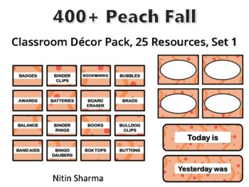 Preview of 400+ Peach Fall Classroom Décor Pack #45, 25 Resources, Set 1, Ready To Print D