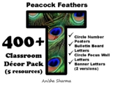 400+ Peacock Feathers Classroom Décor Pack #55, Bulletin Board Letters