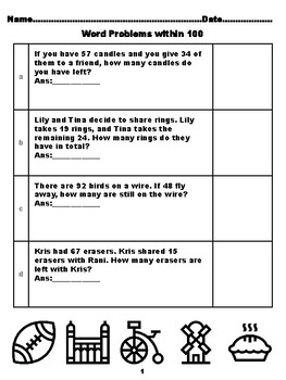 Preview of 400 Second Grade Math Word Problems, Answers within 100, England Coloring The