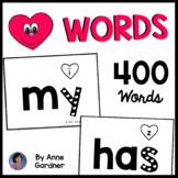 400 Sight Word Cards Coded with Hearts: Black and White Version