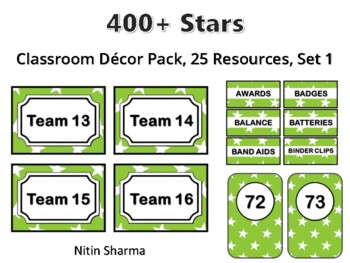 Preview of 400+ Stars Classroom Décor Pack #128, 25 Resources, Set 1, Ready To Print Decor