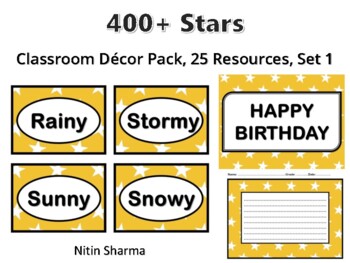 Preview of 400+ Stars Classroom Décor Pack #129, 25 Resources, Set 1, Ready To Print Decor