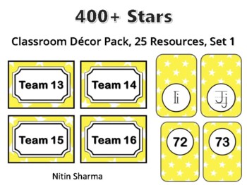 Preview of 400+ Stars Classroom Décor Pack #130, 25 Resources, Set 1, Ready To Print Decor