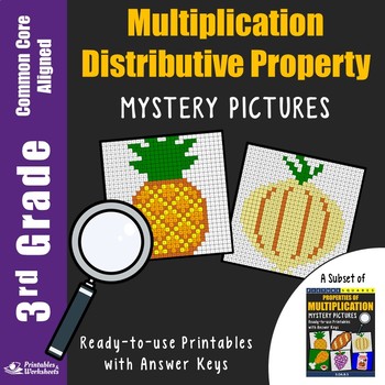 Preview of 3rd Grade Distributive Property Multiplication Worksheets Mystery Picture Puzzle