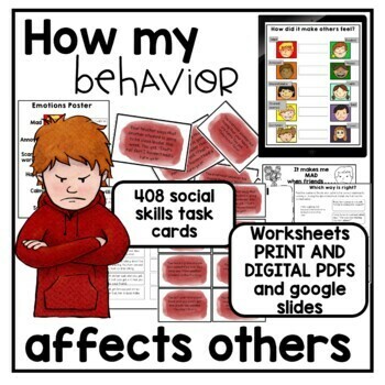 Preview of How my behavior affects others activities task cards social skills SEL