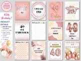 40th Birthday Printable Decorations - Set of 12 Signs - Di