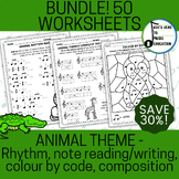 50 Animal Themed Music Worksheets - Multiple Grade Level B