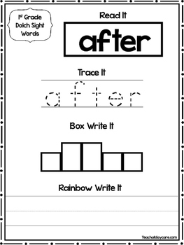 41 dolch 1st grade word worksheets tracing box write