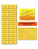 Synonyms A Match Manipulatives & Task Cards