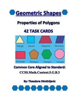 Preview of 42 Geometry Properties of Polygons Task Cards for CCSS.Math.Content.5.G.B.3