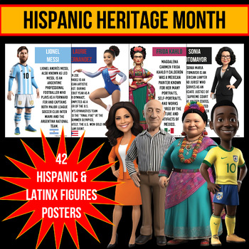 Preview of 42 HISPANIC AND LATINX FAMOUS POSTERS | HISPANIC HERITAGE MONTH BULLETIN BOARD