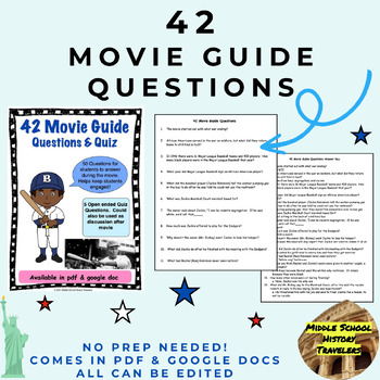 Preview of 42 Movie Guide Questions and Quiz