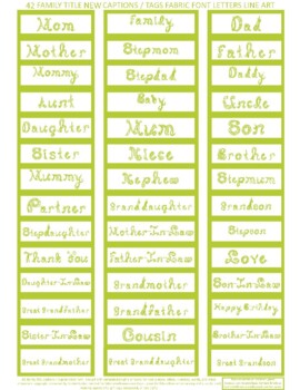 Preview of 42 Names Family Title NEW Captions Tags Grass Green Line Art Fabric Font