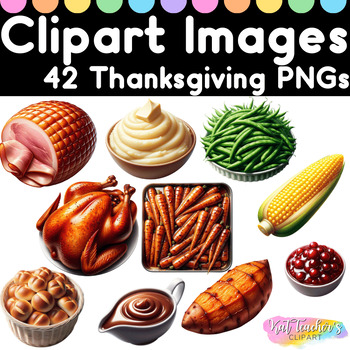 Preview of 42 Realistic Thanksgiving Clipart Images PNGs Commercial Personal Use
