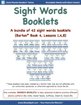 Preview of 42 Sight Words Booklets to Support Barton* Students in Book 4, Lessons 1, 4 & 8