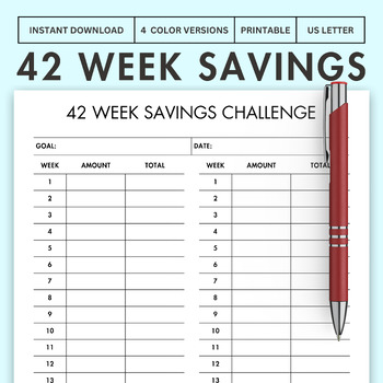 42 Week Savings Challenge Life Planner Teaching Planner Printable ...