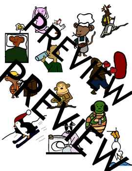 Preview of 42 clip art images in both color and black and white. VERBS