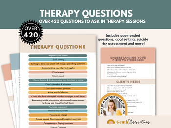 Preview of 420 Fillable Therapy Questions Cheatsheet for Mental Health Providers