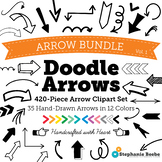 420 Hand-Drawn Doodle Arrows Clipart BUNDLE // Personal an