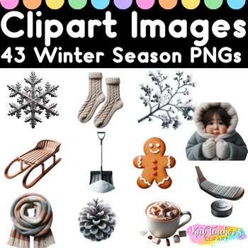 Preview of 43 Realistic Winter Seasonal Clipart Images PNGs Commercial Personal Use