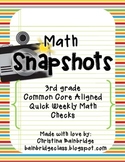 44 3rd Grade Math Snapshots- Weekly Assessments CCSS Aligned