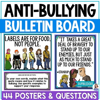 Preview of 44 Anti-Bullying Posters - Bullying Prevention Month Interactive Bulletin Board