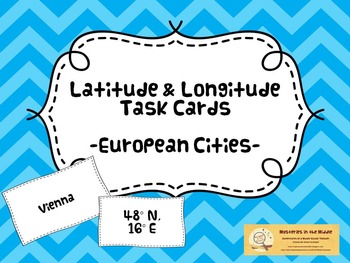 Preview of 44 European City Latitude & Longitude Task Cards