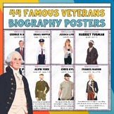 44 Famous Veterans Biography Posters American Heroes, Memo