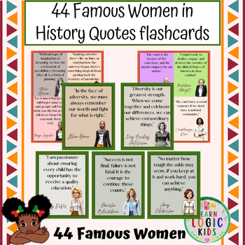 Preview of 44 Famous Women in History Quotes flashcards | Women's History Month