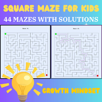 Preview of 44 Fun First Mazes For Kids With Solutions |Growth Mindset Puzzle