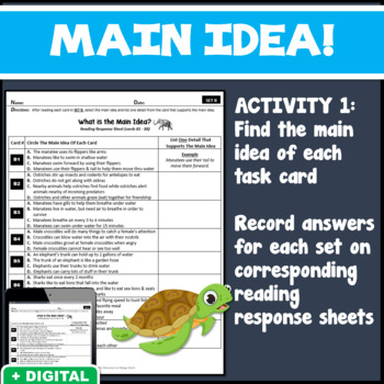 Main Idea Task Cards & Activity Sheets: A Literacy Center That's