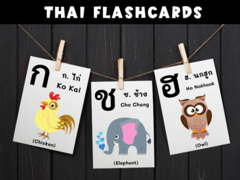 Preview of 44 Thai Consonants Flashcards Printable