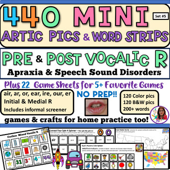 Preview of Vocalic R  Mini Articulation Cards for Games & Crafts NO PREP