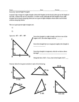 special right triangles 45-45-90