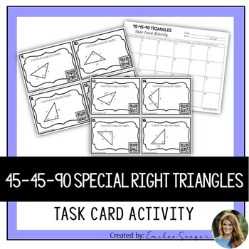 Preview of 45-45-90 Special Right Triangles Task Card Activity