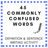 45 Commonly Confused Words Activity EDITABLE AND PRINTABLE