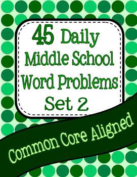 Preview of 45 Daily Middle School Math Word Problems - Set 2
