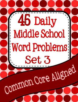 Preview of 45 Daily Middle School Math Word Problems - Set 3