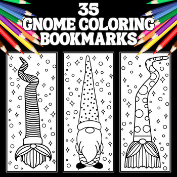Preview of 45 Gnome Themed Coloring Bookmarks