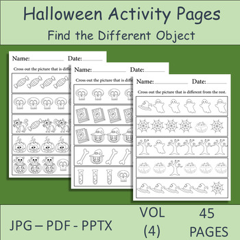 Preview of 45 Halloween Activity Pages for Kids and Adults. Halloween Search Puzzle