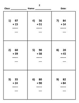 45 Math Equations ( 2 digit adding + ) for kids with solutions V6