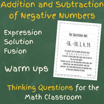 Preview of 45 Math Warm Up Questions - Adding and Subtracting Negative Numbers
