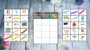 Preview of 45 School picture cards with a Daily Routine Schedule! Dinosaur