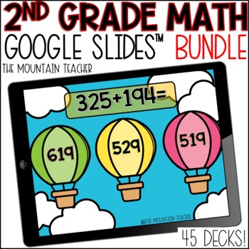 Preview of 45 Sets of 2nd Grade Google Slides Math Activities BUNDLE