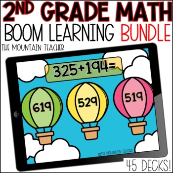 Preview of 45 Sets of 2nd Grade Math Review Boom Cards BUNDLE