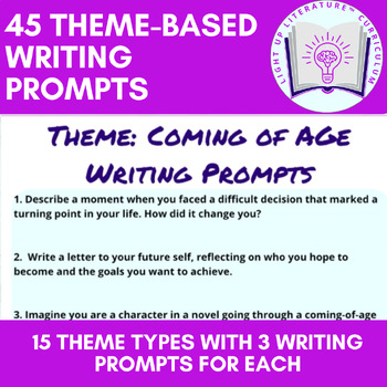 Preview of 45 Theme-Based Writing Prompts for Inspired Classrooms by Light Up Literature™