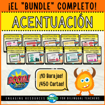 Preview of 450 Boom Cards™ ACENTUACIÓN EN ESPAÑOL Bundle Completo | Distance Learning