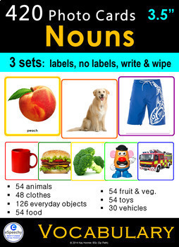 Preview of Photo Vocabulary Cards Bundle - 450 NOUNS - 3 Formats
