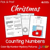 December Kinder Math Christmas Counting Worksheets, Holida